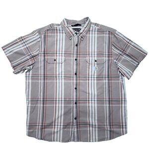 Carhartt Men's‎ Short Sleeve Shirt Button Down Size 2XL Plaid Cotton Pockets